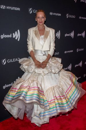 Foto de 11 de mayo de 2024, Nueva York, Nueva York, Estados Unidos: Uma Thurman asiste a la 35ª edición de los GLAAD Media Awards en el New York Hilton Midtown el 11 de mayo de 2024 en la ciudad de Nueva York. - Imagen libre de derechos