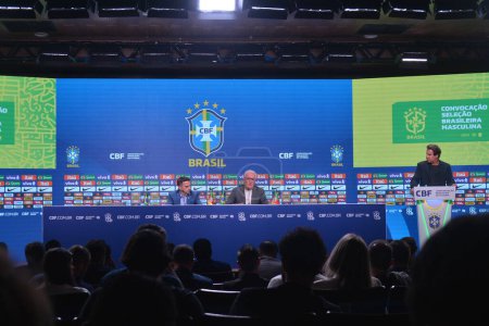 Photo for Rio de Janeiro (RJ), 10/05/2024: Coach Dorival Junior calls up this Friday (10), the players who will defend the Brazilian team in the Copa America. The event takes place at the CBF headquarters, Barra da Tijuca. - Royalty Free Image