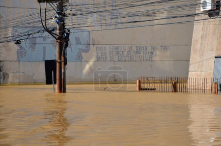 Photo for Porto Alegre (RS), Brazil 05/16/2024  Record of damage caused by flooding in the region of the Historic Center and 4th District in the city of Porto Alegre, this Thursday (15). - Royalty Free Image