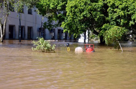 Foto de Porto Alegre (RS), Brasil 16 / 05 / 2024 Registro de daños causados por inundaciones en la región del Centro Histórico y 4º Distrito de la ciudad de Porto Alegre, este jueves (15). - Imagen libre de derechos