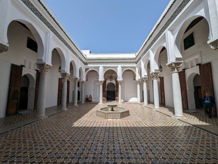 Photo for Beautiful white courtyard of the Kasbah museum in Tangier, Morocco - Royalty Free Image