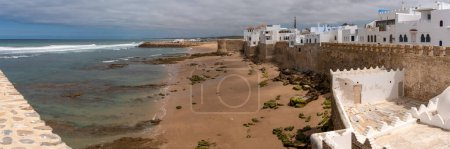 Photo for Scenic view of picturesque city center of Asilah, seen from the Marabout of Sidi Ahmad Mansour, Morocco - Royalty Free Image