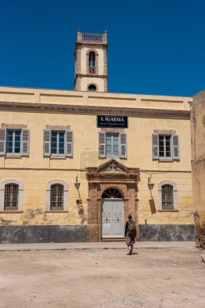 Photo for Front of the former Spanish chapel from colonial period in the medina of El Jadida, Morocco - Royalty Free Image