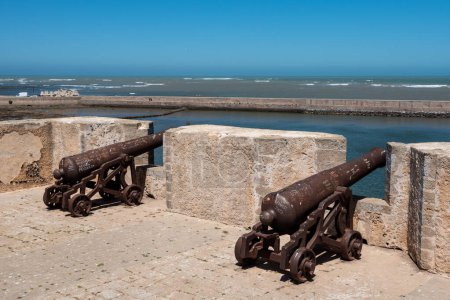 Photo for Cannon at the city wall of medieval district of El Jadida, Morocco - Royalty Free Image