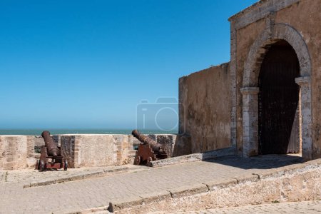 Photo for Cannon at the city wall of medieval district of El Jadida, Morocco - Royalty Free Image