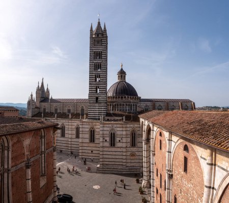 Photo for The Siena cathedral and its cupola, seen from the Facciatone panoramic viewpoint, Italy - Royalty Free Image