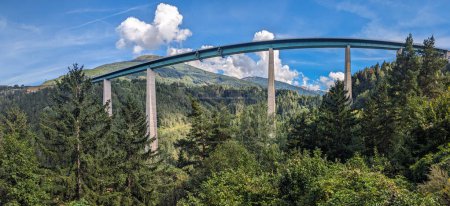 Photo for Iconic Europe Bridge of the famous Brenner Highway leading through the alps to Italy, located in Austria - Royalty Free Image
