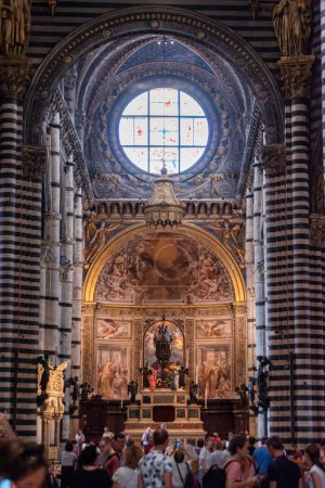 Photo for SIENA, ITALY - SEPTEMBER 23, 2023 - Great medieval architecture of the Siena cathedral's nave, Italy - Royalty Free Image