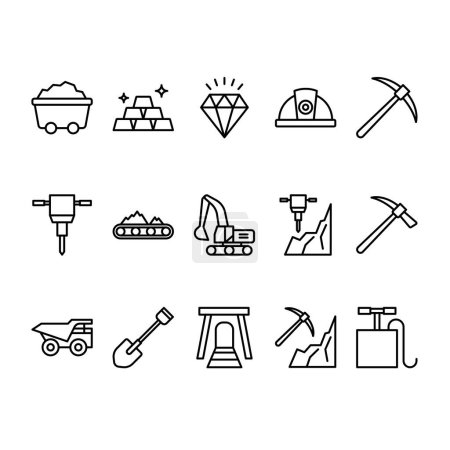 Illustration for Set of Mining outline icon Style - Royalty Free Image