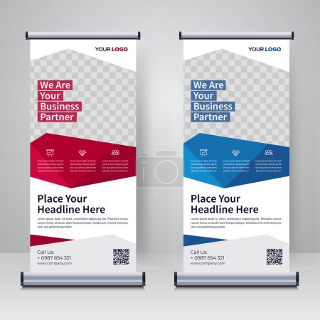 Illustration for Corporate rollup or X banner design template - Royalty Free Image