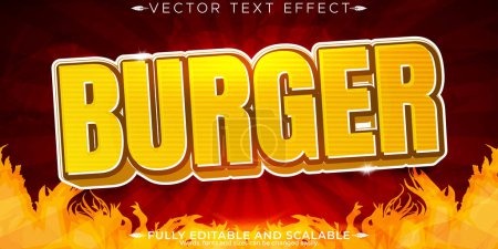 Burger Food Texteffekt, editierbare moderne Schrifttypografie
