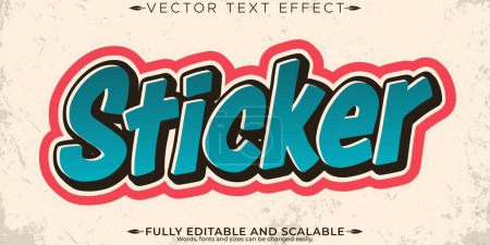 Sticker text effect, editable retro vintage font style