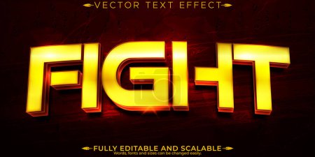 Effet de texte combattant, guerrier modifiable et style de texte de jeu