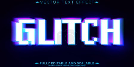 Glitch text effect, editable hack and distortion text style