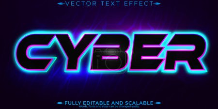 Illustration for Cyber text effect, editable future and fiction font style - Royalty Free Image