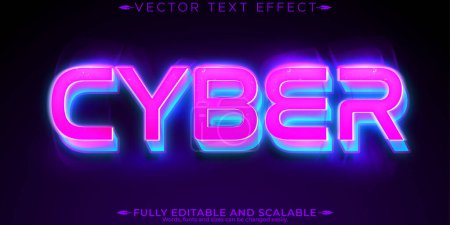Illustration for Cyber text effect, editable future and fiction font style - Royalty Free Image