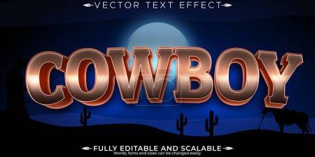 Cowboy-Wildtexteffekt, editierbarer westlicher und texanischer Textstil