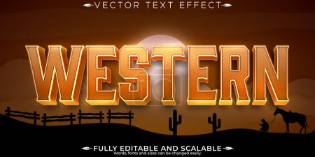 Westlicher Texteffekt, editierbarer Cowboy und wilder Textstil