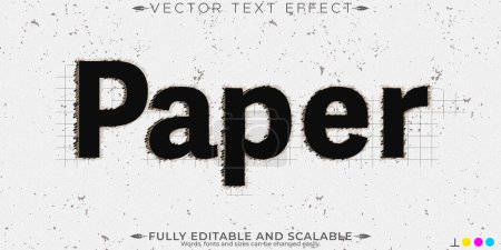 Effet de texte en papier croquis, ancien texte modifiable et style de texte rétro
