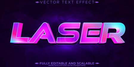 Efecto de texto editable por láser, estilo de fuente 3D metálico y futuro