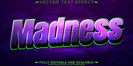 Illustration for Madness text effect, editable future and neon text style - Royalty Free Image