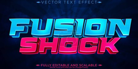 Illustration for Fusion shock text effect, editable future and cyber text style - Royalty Free Image