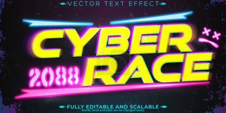 Illustration for Cyber text effect, editable future and neon text style - Royalty Free Image