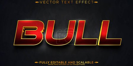 Bull text effect, editable metallic and shiny text style