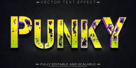 Punky text effect, editable retro and party text style
