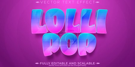Illustration for Editable text effect lollipop, 3d candy and sugar font style - Royalty Free Image