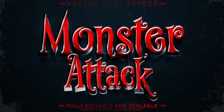 Ilustración de Efecto de texto monstruoso, horror editable y estilo de texto aterrador - Imagen libre de derechos