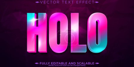 Efecto de texto Holo, futuro editable y estilo de texto holograma