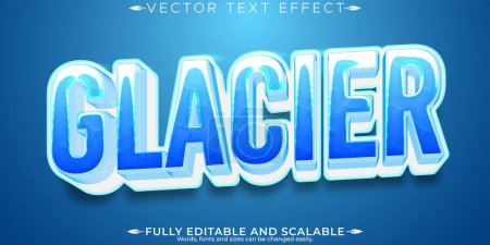 Efecto de texto de hielo, iceberg editable y estilo de texto de nieve