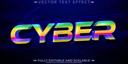 Illustration for Cyber text effect, editable retro and future text style - Royalty Free Image