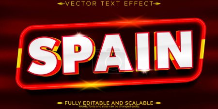 Illustration for Spain text effect, editable spanish flag national text style - Royalty Free Image