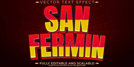 Ilustración de Efecto de texto San fermín, estilo de texto editable en rojo y amarillo - Imagen libre de derechos