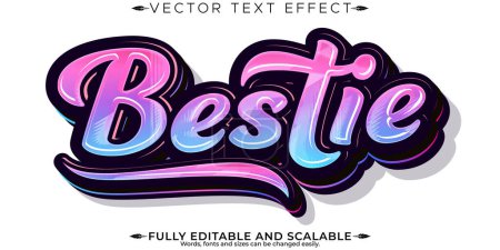 Efecto de texto con estilo Bestie, tipografía de letras moderna editable