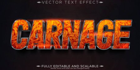Efecto de texto de carnicería, fuego editable y estilo de texto del infierno