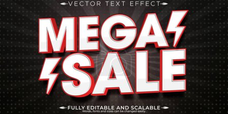 Mega sale text effect, editable shopping and offer text style