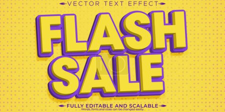 Efecto de texto de venta flash, compras editables y ofrecen estilo de texto