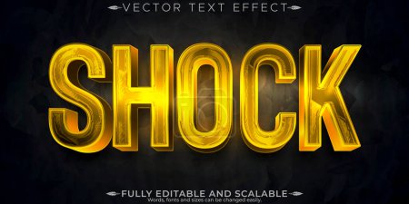 Illustration for Shock metallic text effect, editable future and cyber text style - Royalty Free Image