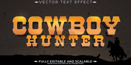 Cowboy-Wildtexteffekt, editierbarer westlicher und texanischer Textstil