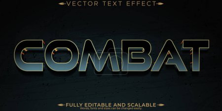 Guerrero de efectos de texto editable, batalla 3d y estilo de fuente de combate