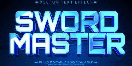 Editierbares Texteffekt-Schwert, 3D-Metallic und glänzender Schriftstil