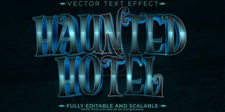 Illustration for Haunted hotel text effect, editable fear and scary customizable - Royalty Free Image
