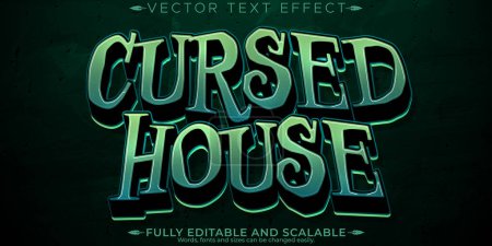 Ilustración de Maldito efecto de texto de la casa, editable encantado y espeluznante customizab - Imagen libre de derechos