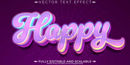 Happy text effect, editable joy and cheerful customizable font s