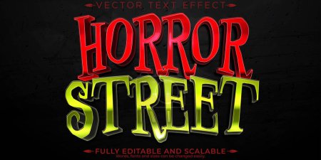 Illustration for Horror street text effect, editable halloween and scary customiz - Royalty Free Image