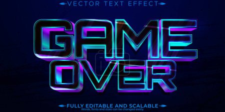 Game over text effect, editable gaming and defeat customizable f