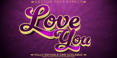 Love text effect, editable affection and passion customizable fo